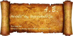 Andódy Barnabás névjegykártya
