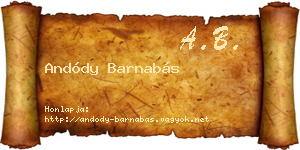 Andódy Barnabás névjegykártya